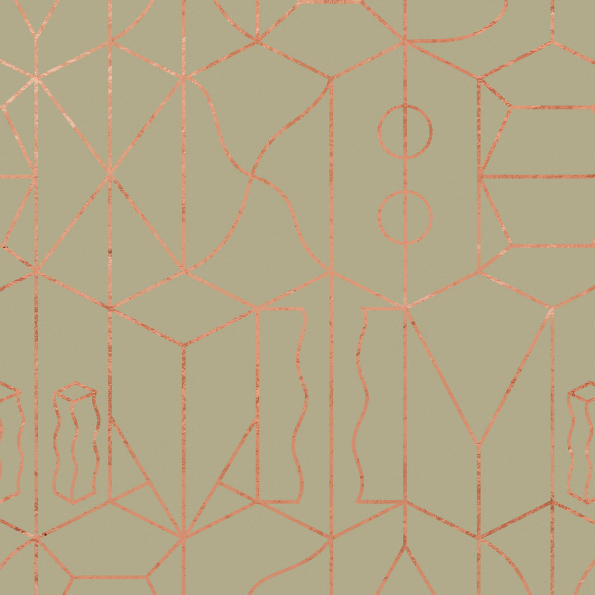Never Ending Foil by Suzan Hijink Wallpaper - Copper Green