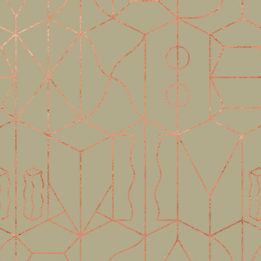 Never Ending Foil by Suzan Hijink Wallpaper - Copper Green