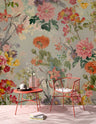 Vintage Flowers - Pink  - Custom Sized Wallpaper Mural (per m2)