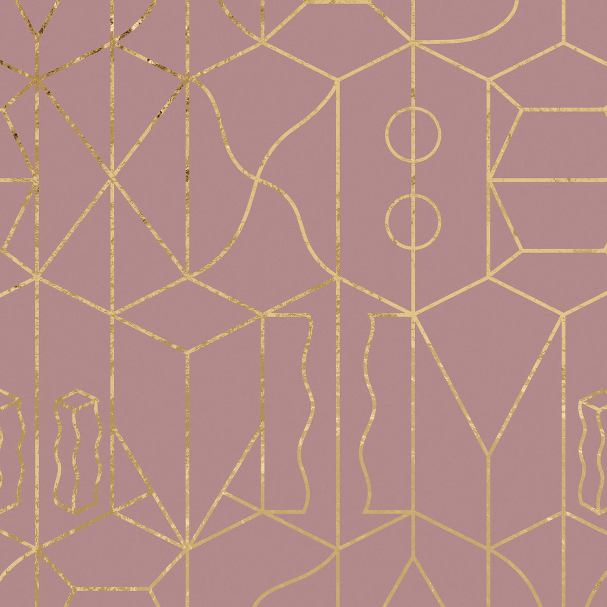 Never Ending Foil by Suzan Hijink Wallpaper - Gold Pink