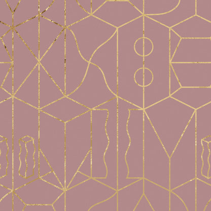 Never Ending Foil by Suzan Hijink Wallpaper - Gold Pink