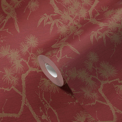 Tokyo Garden Wallpaper - Red/Gold