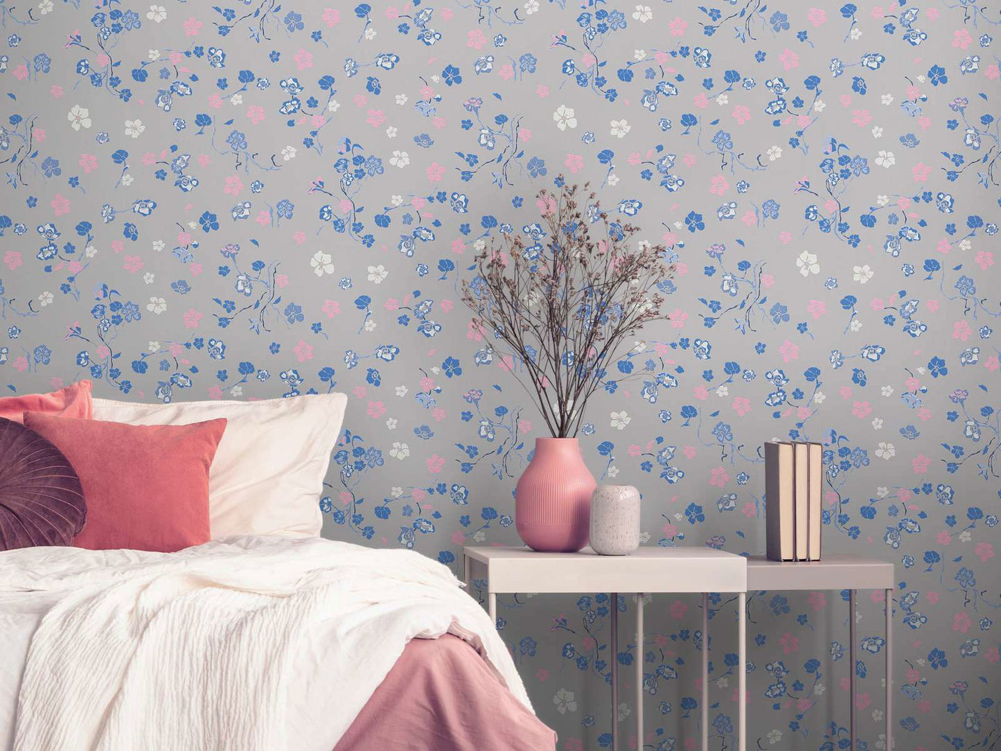 Paradise Blooms Wallpaper - House of Turnowsky - Grey/Blue