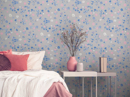 Paradise Blooms Wallpaper - House of Turnowsky - Grey/Blue