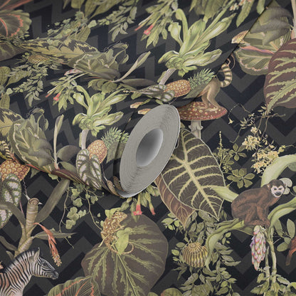 Living Jungle Chevron Wallpaper - Black
