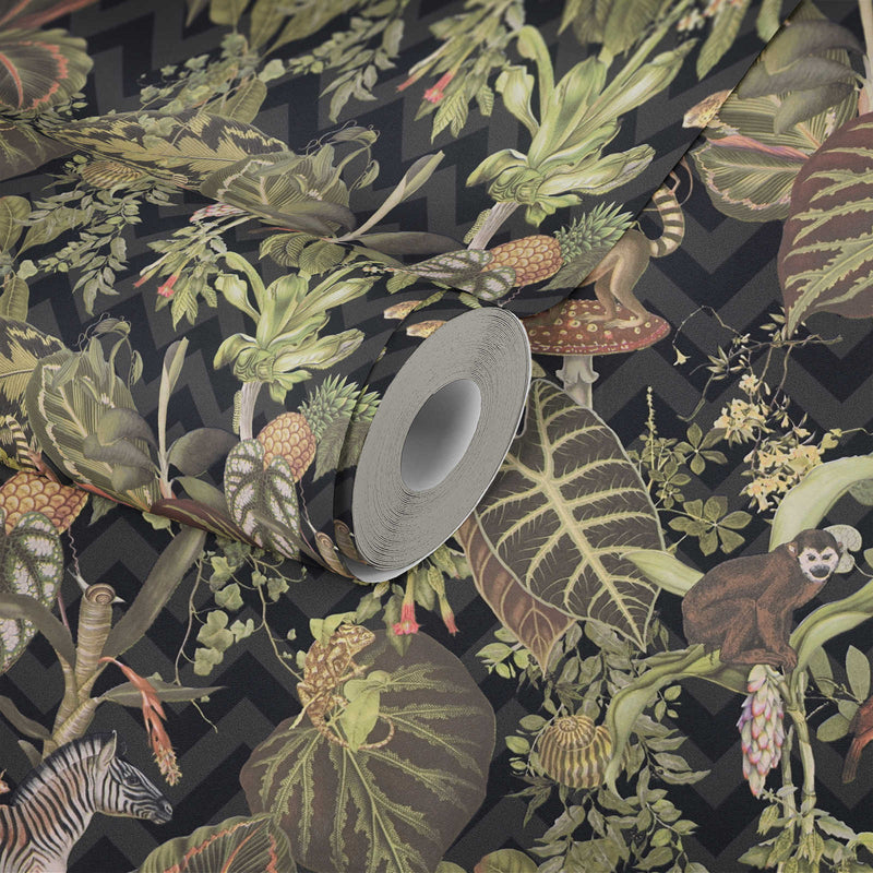 Living Jungle Chevron Wallpaper - Black