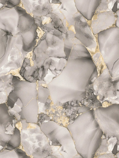 Aurum Gilded Marble wallpaper in grey – flat pattern