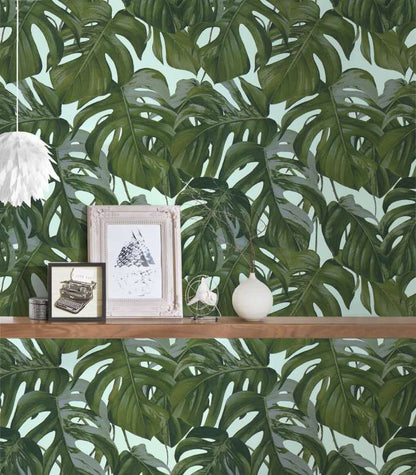Monstera Dreams Wallpaper - Pale Blue