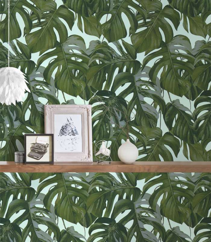 Monstera Dreams Wallpaper - Pale Blue