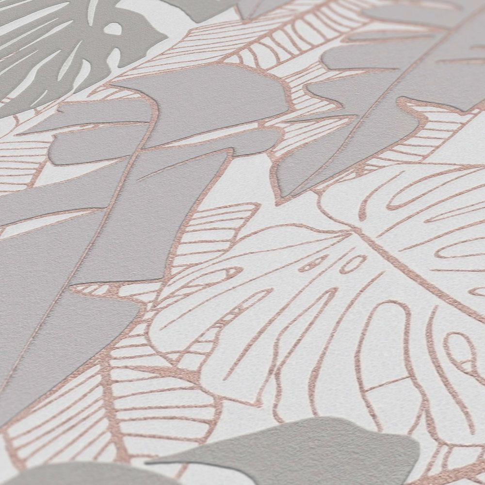 Metallic Monstera Fronds Wallpaper - House of Turnowsky - Beige