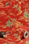 East Gardens Wallpaper - Brick Red