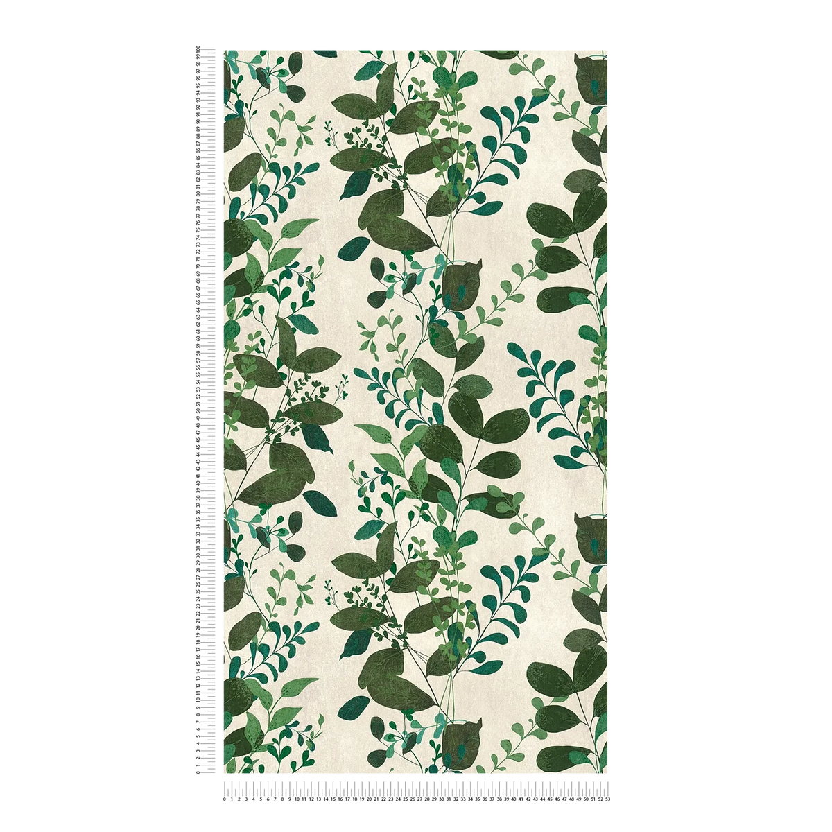 Verdant Leaf Sprig Vinyl Wallpaper – Cream/Green