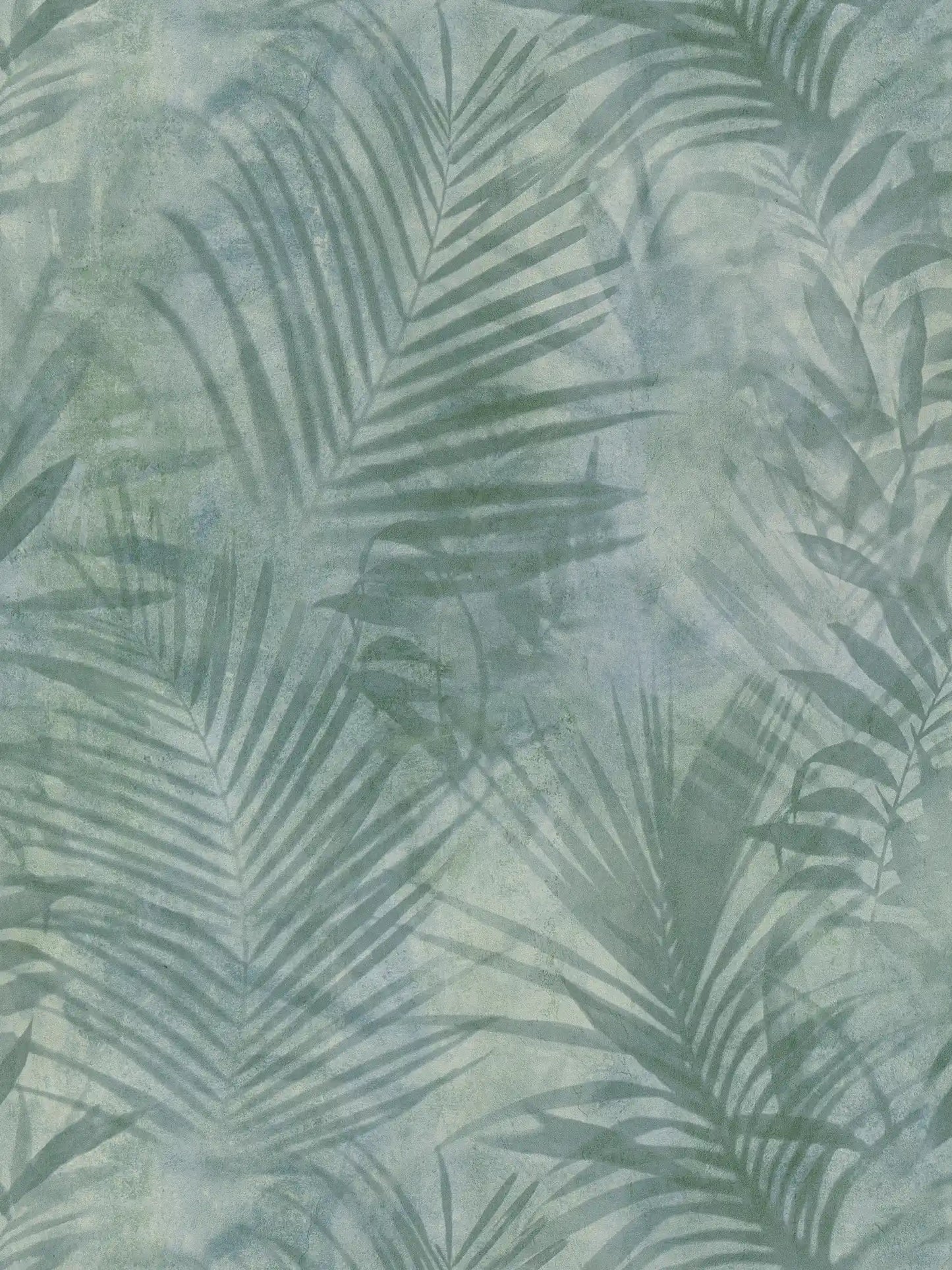 Sample - Soft Palm Leaf Wallpaper - Green/Grey