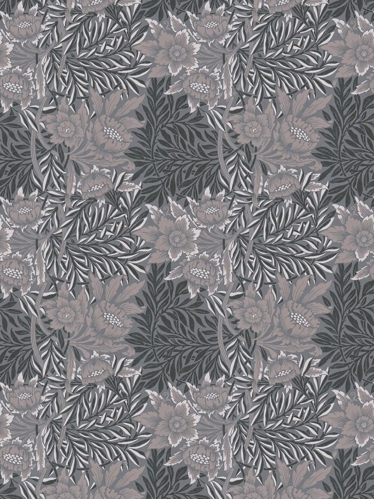 Sample - Baroque Floral Wallpaper - Black