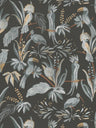 Jungle Birds Vinyl Wallpaper - Black/Grey