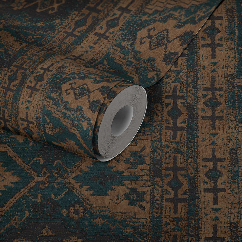 Marrakesh Carpet Wallpaper - Blue Black