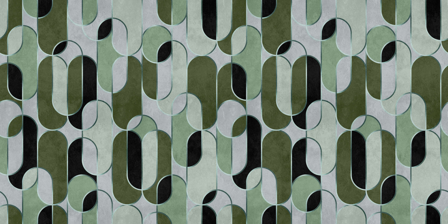 Decovale Ovals  - Green - Custom Sized Wallpaper Mural (per m2)