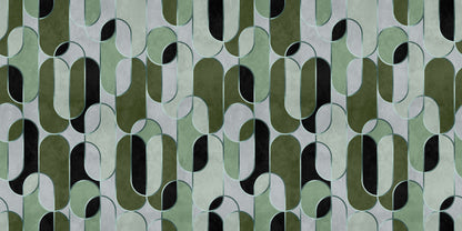 Decovale Ovals  - Green - Custom Sized Wallpaper Mural (per m2)