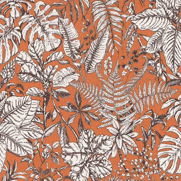 Sample - Leafy Dreams Wallpaper - Orange