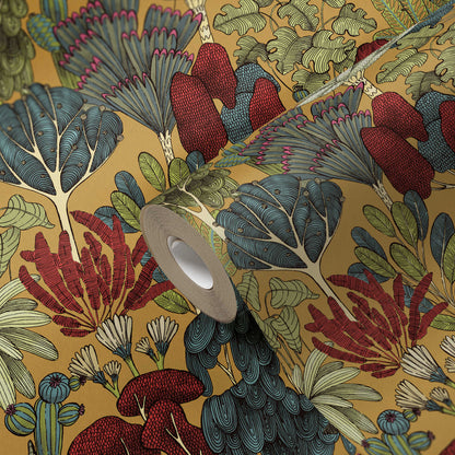 Exotic Oasis Wallpaper - Yellow/Red