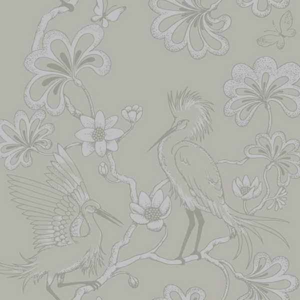 Sample – Egrets Florence Broadhurst Wallpaper - Champagne
