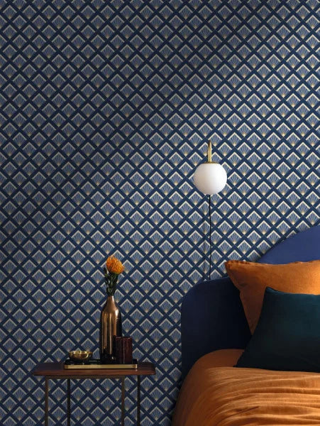Effervescence Wallpaper - Bleu d outre mer dore