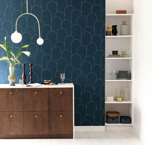 Ornament Wallpaper - Bleu nuit dore