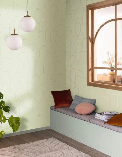 Ornament Wallpaper - Vert Amande Dore