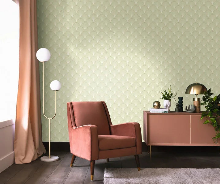 Prosperity Wallpaper - Vert amande dore