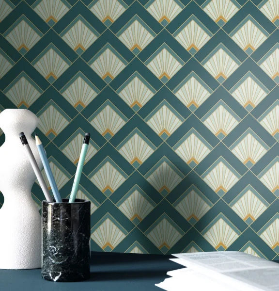 Effervescence Wallpaper - Bleu canard dore