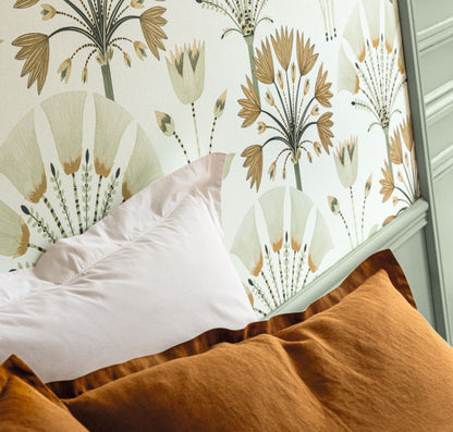 Majestic Wallpaper - Vert amande dore