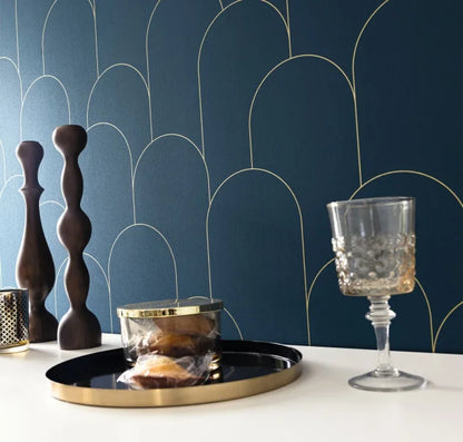 Ornament Wallpaper - Bleu nuit dore