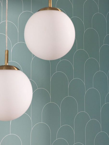 Ornament Wallpaper - Vert d eau blanc