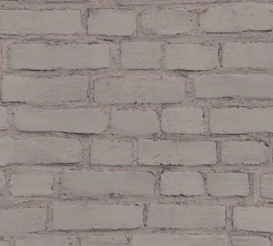 Vintage House Brick Wallpaper - Grey Taupe