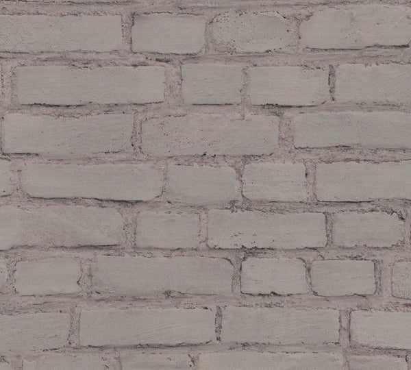 Sample - Vintage House Brick Wallpaper - Grey Taupe