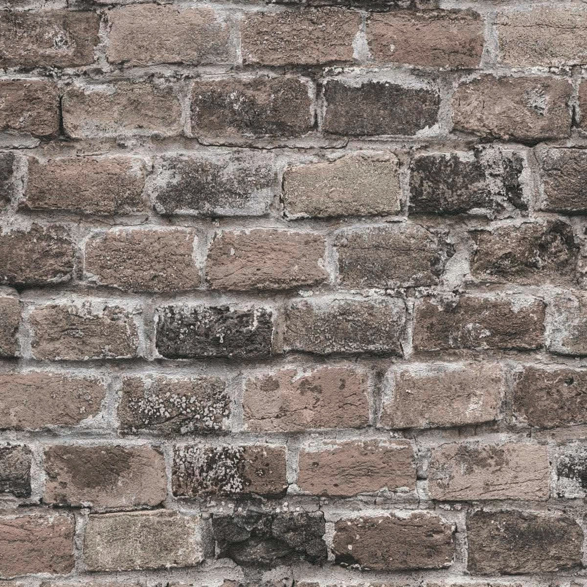 Brick Wallpaper - Brown Grey