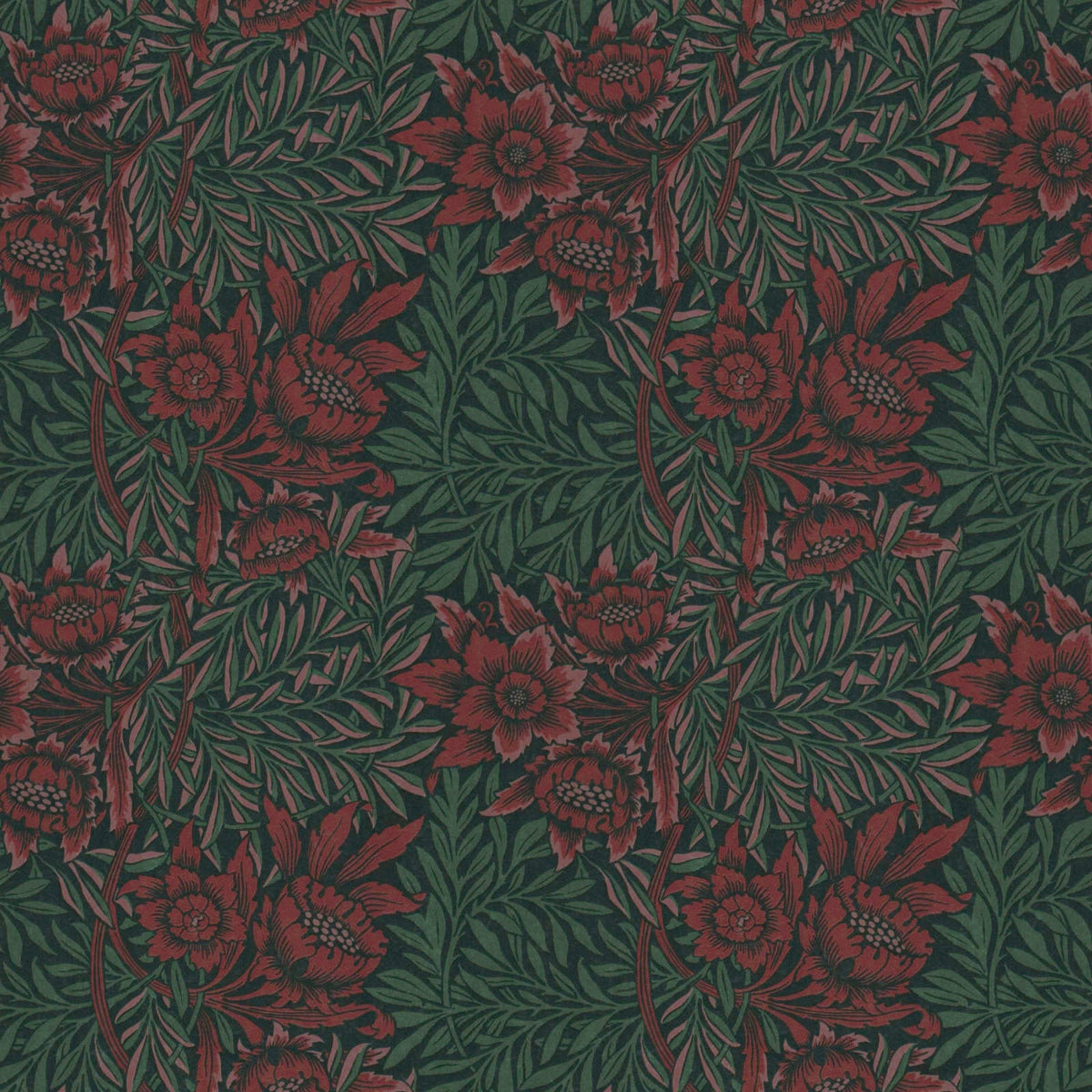 Sample - Baroque Floral Wallpaper - Green