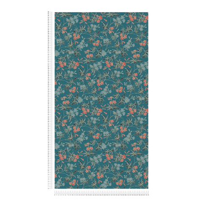 Jasmin - Floral Wallpaper - Blue Green