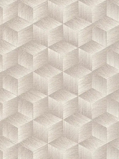 Modern Cubes - Geometric Wallpaper - Greige