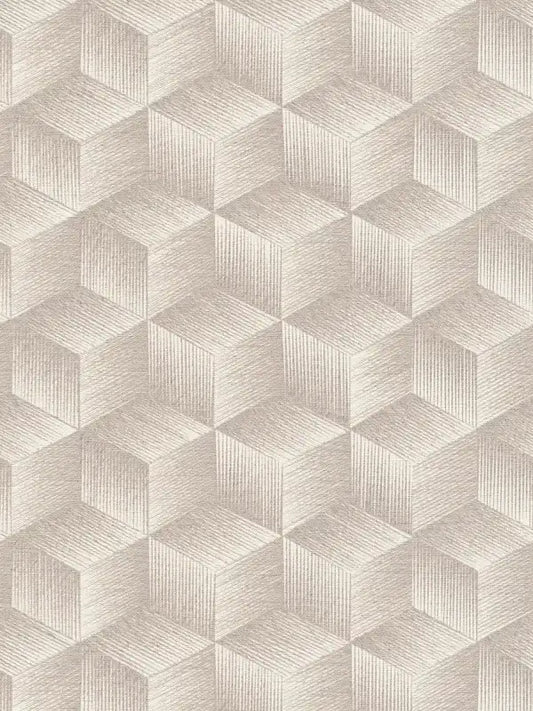 Modern Cubes - Geometric Wallpaper - Greige