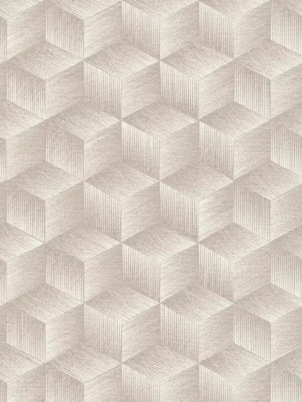 Sample - Modern Cubes - Geometric Wallpaper - Greige