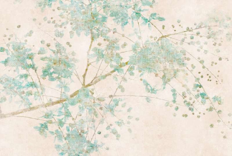 Turquoise Blossom Cascade - Custom Sized Wallpaper Mural (per m2)