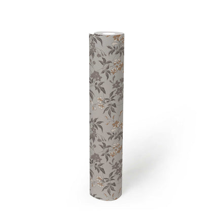 Jasmin - Floral Wallpaper - Grey