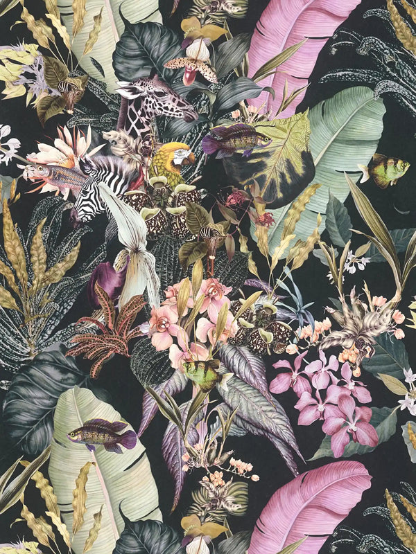 Sample - Tropical Dreams Wallpaper - Black