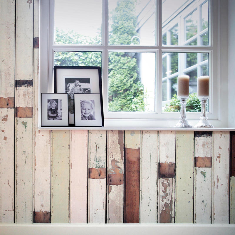 Sample - Piet Hein Eek 'Scrapwood Series' Wallpaper - White/Beige Scrapwood - PHE01