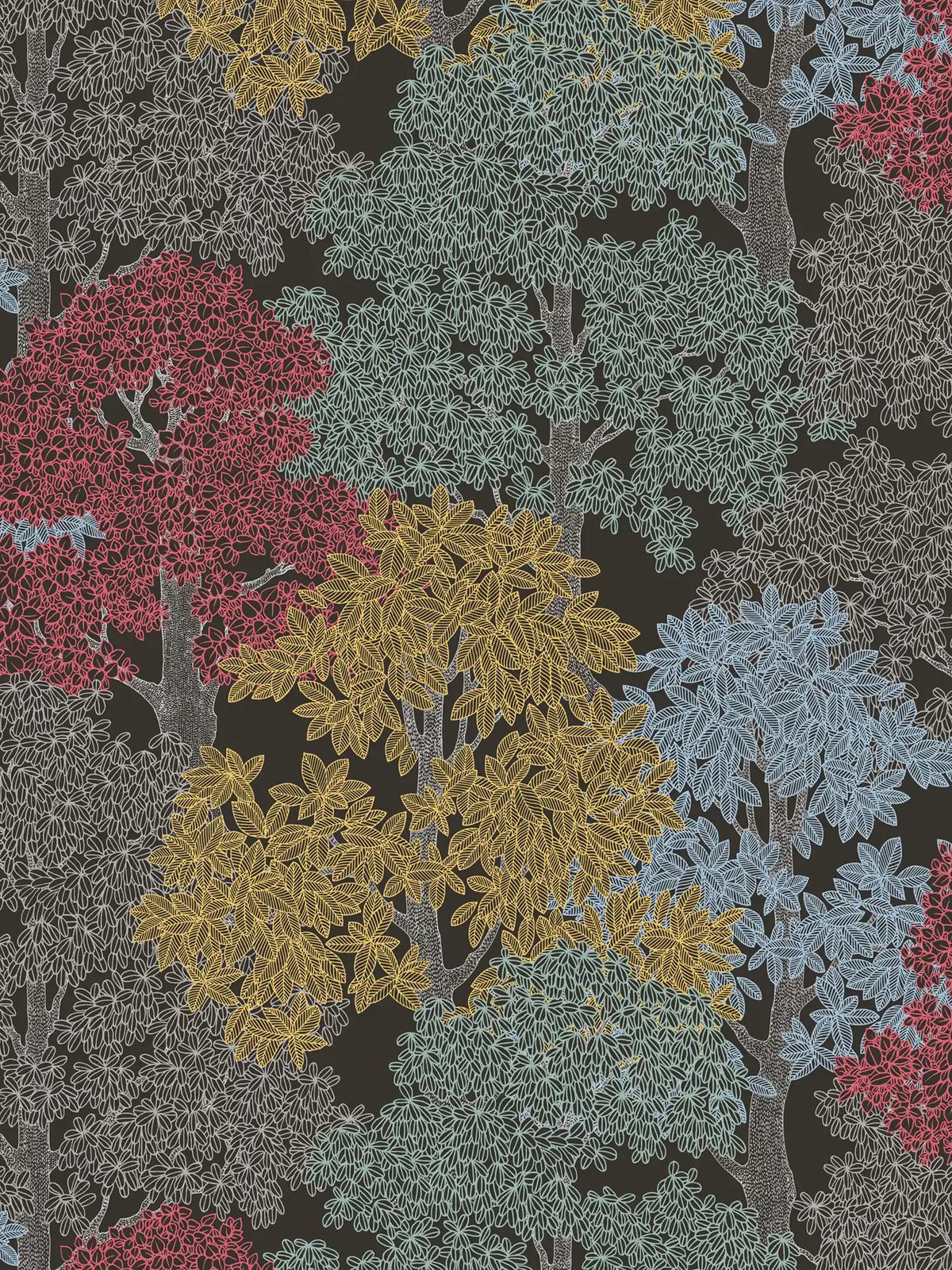 Sample - Colourful Forest Trees Wallpaper - Black