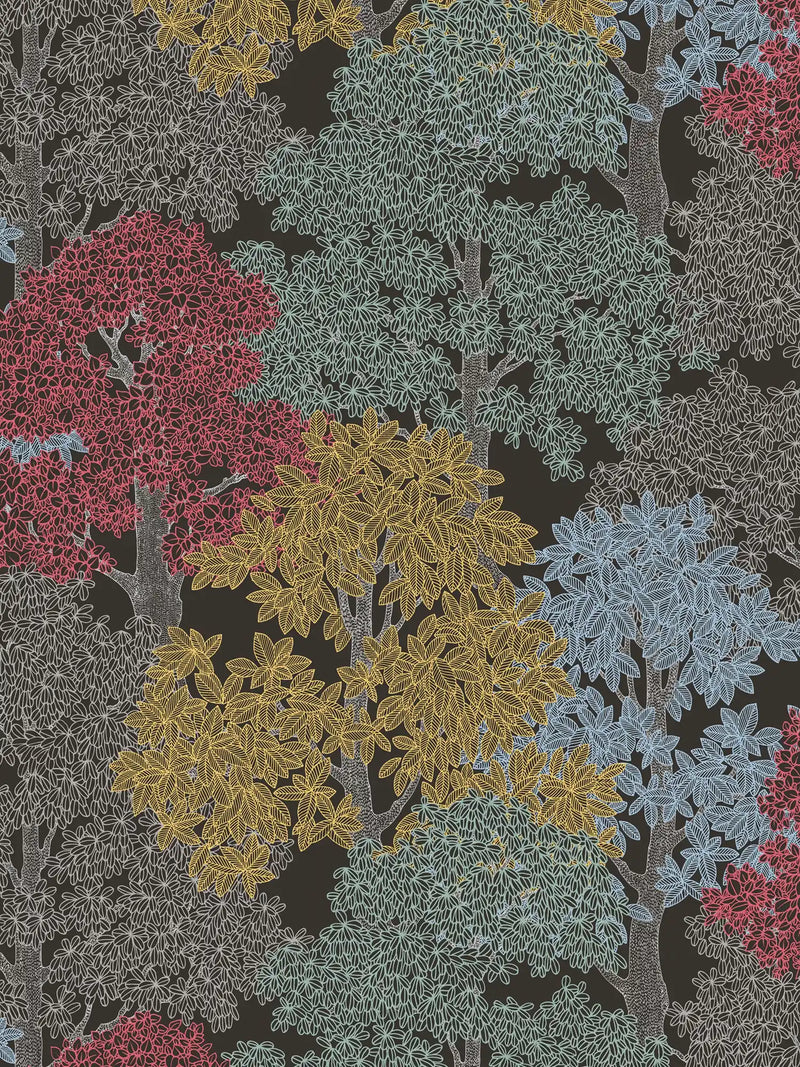 Sample - Colourful Forest Trees Wallpaper - Black