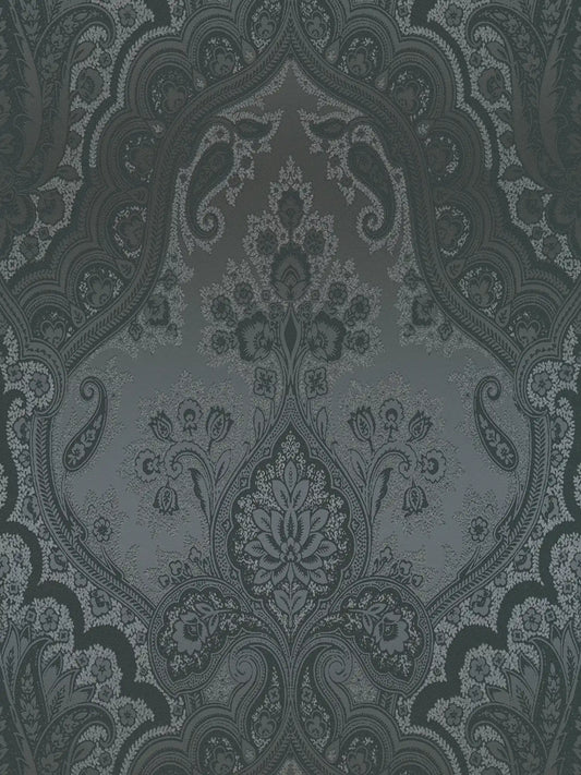 Damask Wallpaper - Black Silver - EXTRA WIDE