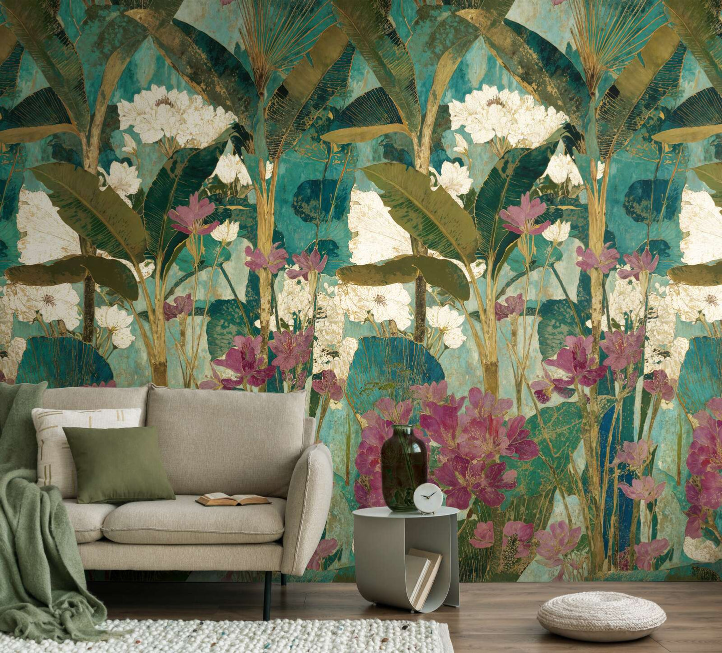 The Wall 4 - Hybrid Wallpaper Mural - Painterly Tropics