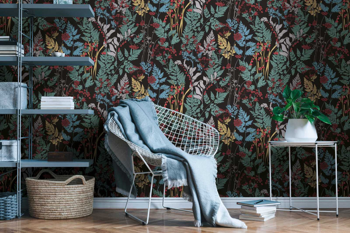 Floral Wallpaper - Black